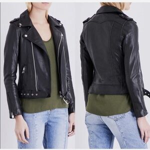 MAJE BUBBLE LEATHER  MOTO BIKER JACKET WITH BELT NWT